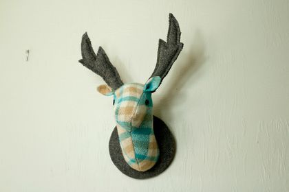 Stag Wall Mounted Hanging, Turquoise and Brown
