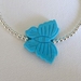 Girls Turquoise Blue Magnasite Butterfly and Silver Plated Bead Bracelet 12 - 13 Years