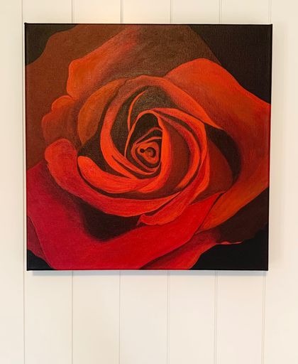 Heartfelt - Luscious Red Rose Arcylic Painting