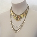 Rococo: a unique, one-of-a-kind charm statement necklace with vintage pearls, in gold, brass, purple and copper