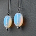 Sea Opal earrings: moon-like glass ovals on long ear-wires — last pair 