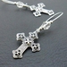 Silver Chapel earrings: silver-plated crosses with sparkling glass and silver on long ear-wires
