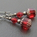 Carmen earrings: deep red glass and crystal with gunmetal black beads on long ear-wires