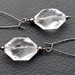 Clear Ice earrings: sparkly, faceted, diamond-shaped drops on long gunmetal-black ear-wires