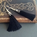 Silky Tassel earrings: black tassels and sterling silver hooks
