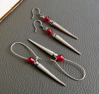 Blood Thorn earrings on short hooks or long ear-wires