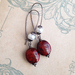 Old Blood earrings: gothic jasper drops with white glass pearls 