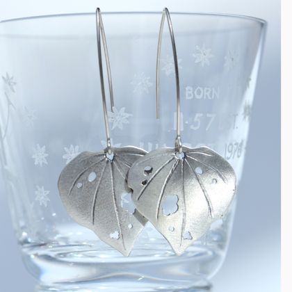 Sterling silver kawakawa dangle earrings (long)