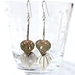 Double silver and virdegris copper dangle earrings