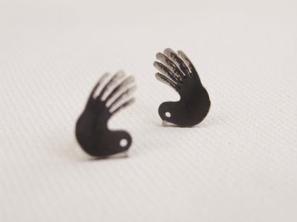 Native New Zealand Piwakawaka (Fantail) Stud Earrings