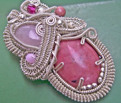 Rhodonite and Rose Quartz Pendant - Pink Passions