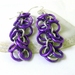 Sterling Silver and Purple Aluminium Shaggy Chainmaille Earrings