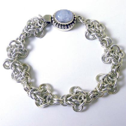 Byz Cross Chainmaille Bracelet with Moonstone