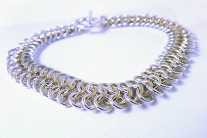 Sterling Silver and 14k Gold Euro 4in1 Chainmaille Bracelet