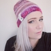 Girl's pink striped beanie - luxury winter hat with hand dyed merino stripes