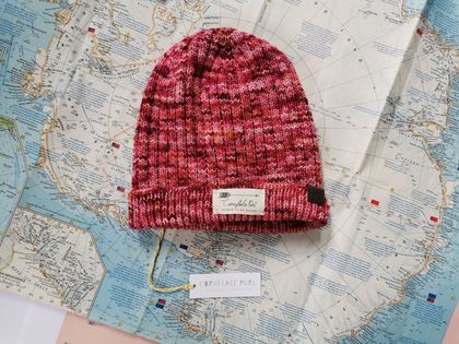 Hudson luxury beanie - speckled raspberry wool hat