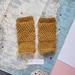 Mustard yellow fingerless mittens - hand knitted pure wool mitts