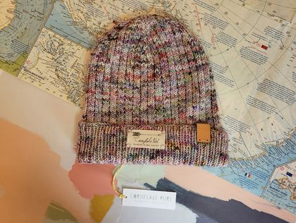 Hudson luxury beanie - pastel rainbow ribbed wool hat
