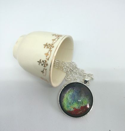 Hand Painted Pendant BLUE GREEN RED