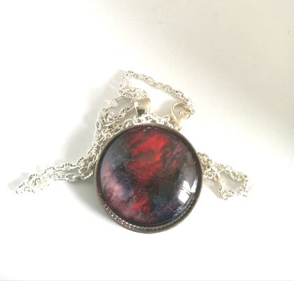 Hand Painted Pendant RED WHITE BLACK