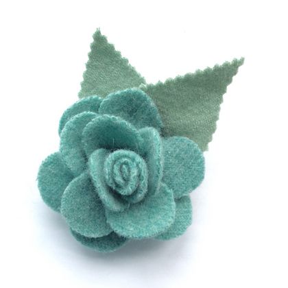 Sage Green Wool Blanket Flower Brooch