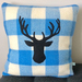 Light Blue Wool Blanket Stag Cushion