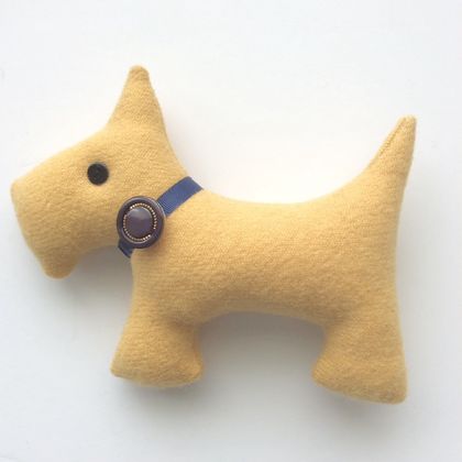 Mustard Wool Blanket Scottie Dog Toy