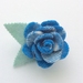 Royal Blue Wool Blanket Flower Brooch