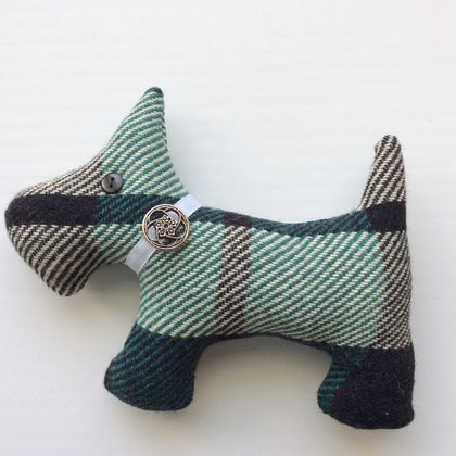 Forest Green Wool Blanket Scottie Dog Toy