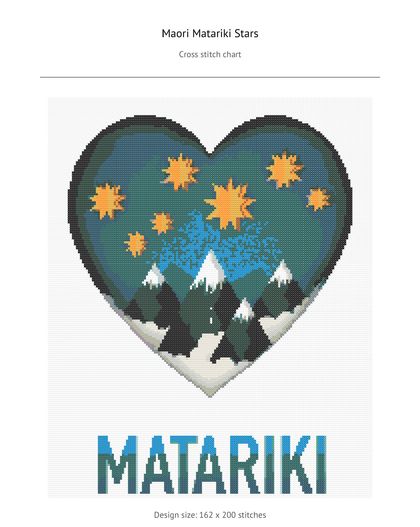 Maori Matariki Cross-stitch pattern PDF download Edvanced level by FeltSoapGood