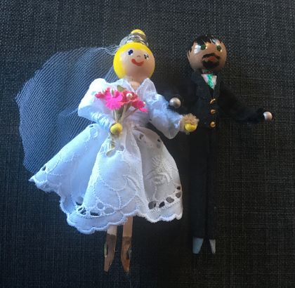 Happy Families  peg dolls - Bride and Groom