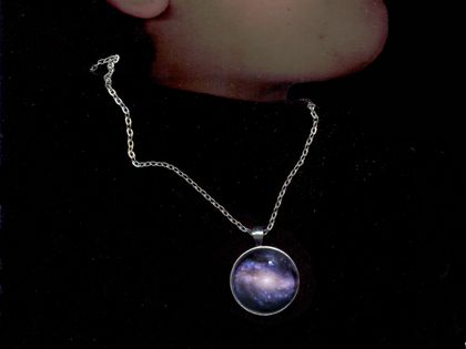 Spiral Galaxy Necklace Glass Cabochon - Astronomy Jewellery - Outer Space & Science - Universe Accessory - Geek Chic