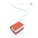 Book Necklace Handcrafted Miniature- Upcycled Books and Leather Bound in Bright Orange