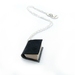Vinyl Bound Handcrafted Black Miniature Book Necklace- Upcycled, Cruelty Free/ Animal Friendly