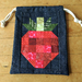 Strawberry - patchwork denim drawstring project bag - large
