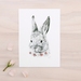 Bunny print A4 - Contemporary art print of pencil and watercolor drawing