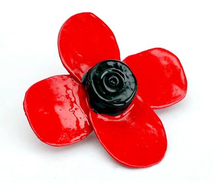 Trench Art brass poppy .223 hand painted red