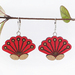 Pohutukawa Flower Hook Earrings - Rimu Wood