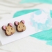 Hand Painted Laser Cut Wood Mouse Face Stud Earrings