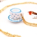 Miniature Polka Dot Porcelain Teacup Necklace with 18K Gold Plated Chain