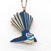 Hand Painted Wooden Fantail with Manuka Flower Necklace