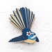 Hand Painted Wooden Fantail with Manuka Flower Brooch