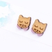 Cat Face Stud Earrings - Hand Painted Wood