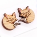 Sleeping Fox Stud Earrings - Hand Painted Wood