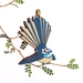 Hand Painted Wooden Fantail with Manuka Flower Ornament