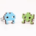 Space Invaders Cufflinks - Hand Painted Laser Cut Bamboo