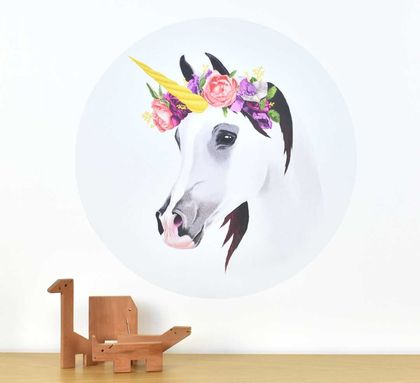 Medium Wall Decal - Flower Crown Unicorn or Horse (4 artwork options)