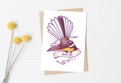Pack of 4 Watercolour Fantail Greeting Cards (6 wording options)