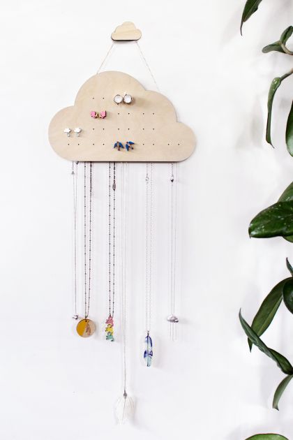 Wall Hanging Rain Cloud Jewellery Organiser - Small