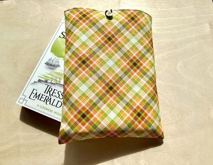 Protective Book Sleeve - Large Orange Plaid